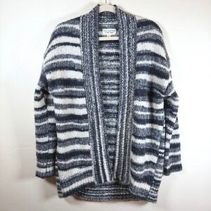 Nili Lotan Striped Open Front Alpaca Wool Cardigan Sweater Womens S Gray Ivory